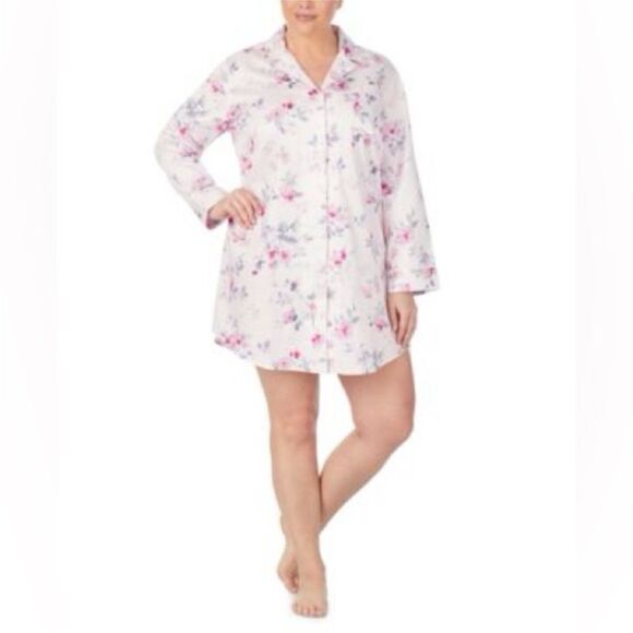 Ralph Lauren Black Label White and Pink Floral Nightgown Pajamas - Picture 1 of 4